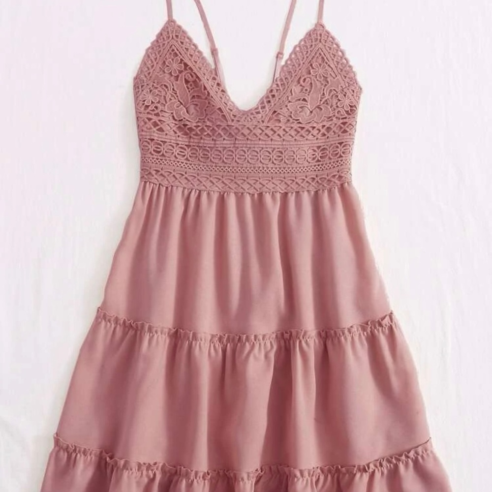 shein pink crochet sundress